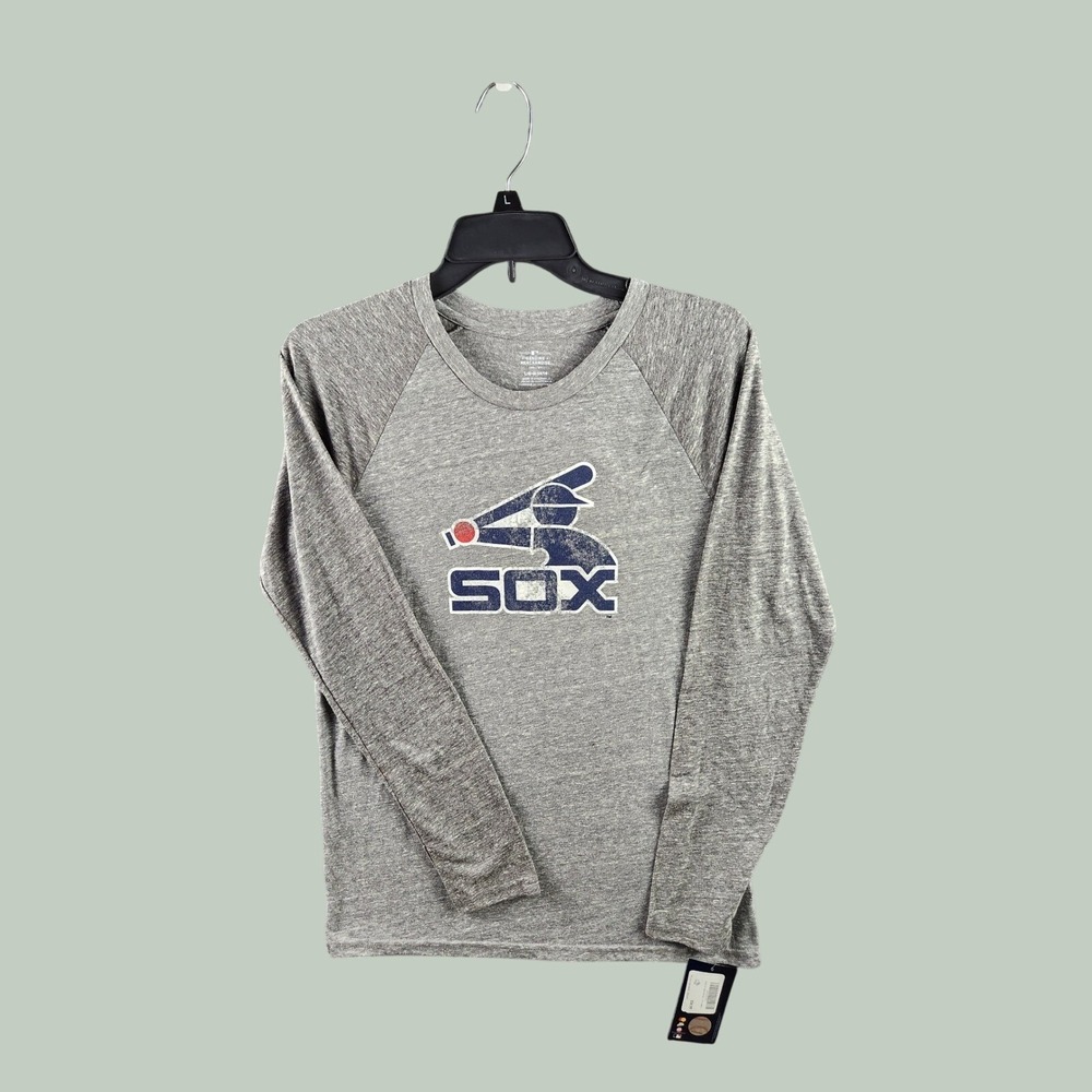 MLB Chicago White Sox Youth Large Long Sleeve Raglan Tee Heather Gray NWT